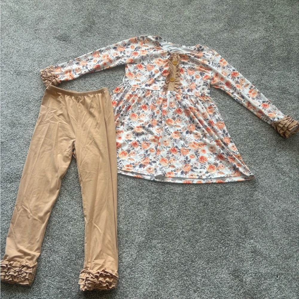 Floral Dress and‎ Ruffle Pants Set